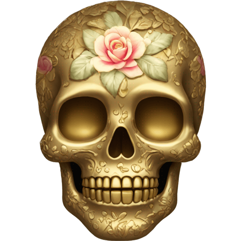 Golden skull with floral pattern on it  emoji