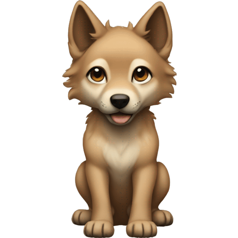 4 very short legs a light brown puppy-like wolf with black ears emoji