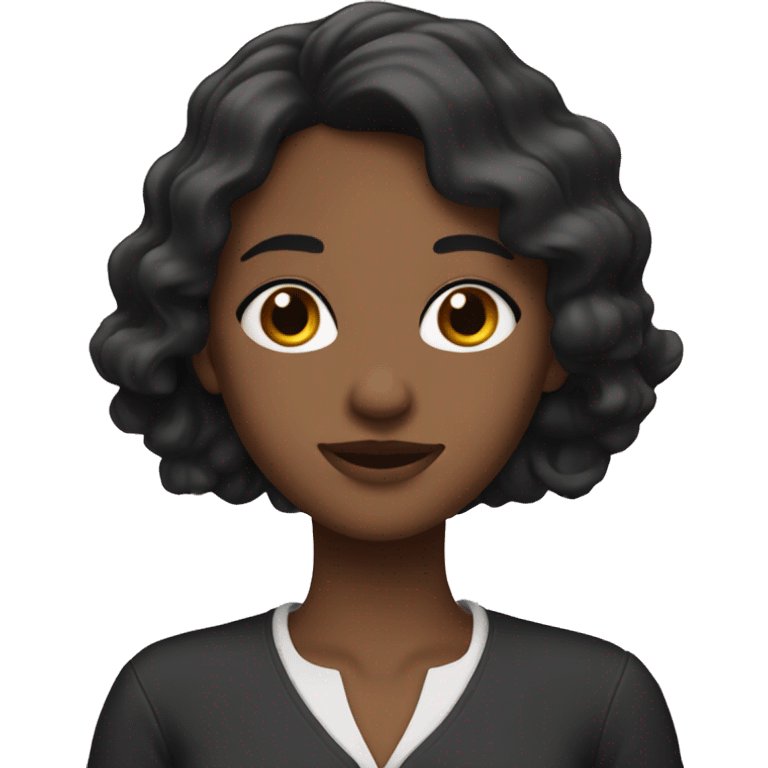 A fair girl with slightly wavy black hair, and shoulder-length clothes (black) emoji