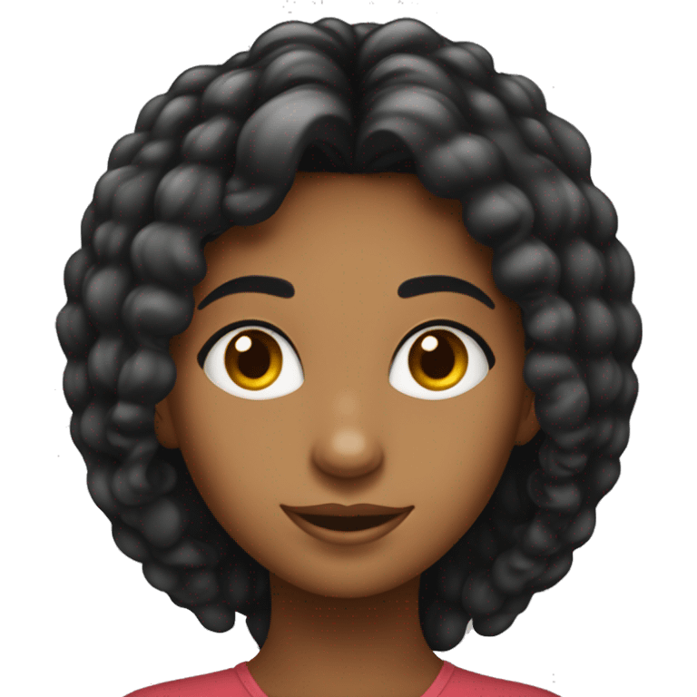 menina de olhos preto de cabelo longo cabelo preto e cabelo cacheado. emoji