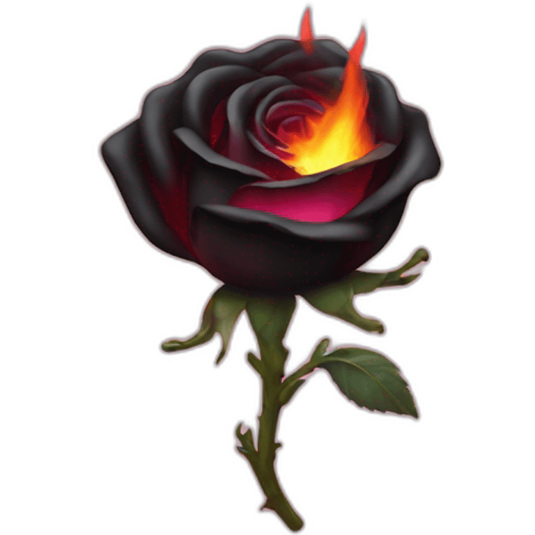 black burning rose with pink fire emoji