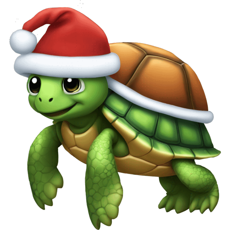 Turtle wearing a Santa suit emoji