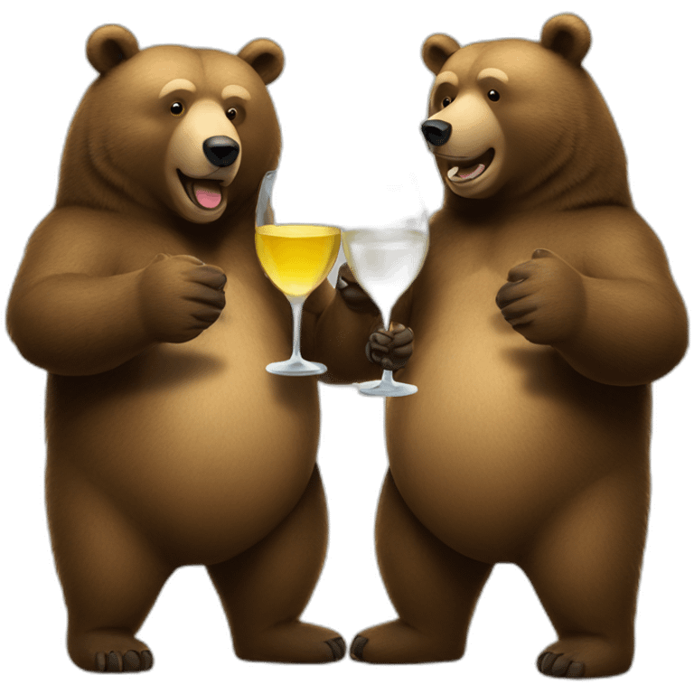 two bears drinking white wine standing emoji