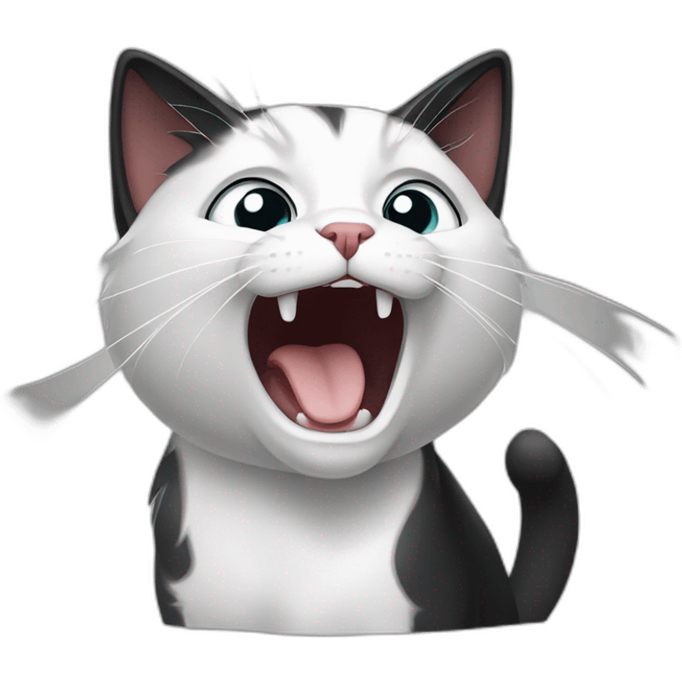 Black and white cat, yawning emoji