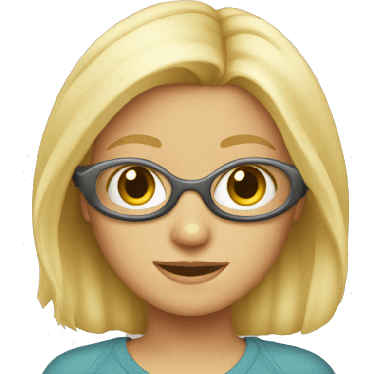 Blond girl woth goggle emoji