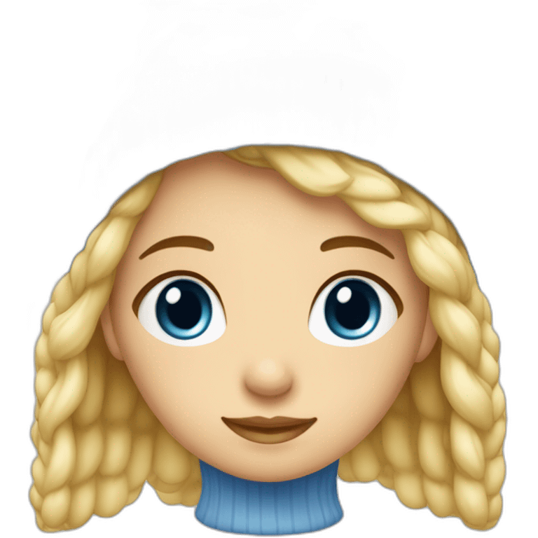 Une fille avec des cheveux courts blonde dégradé et un bonnet bleu ciel  emoji