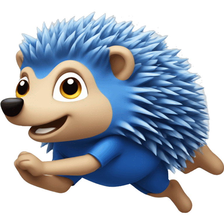 A blue running Hedgehog  emoji