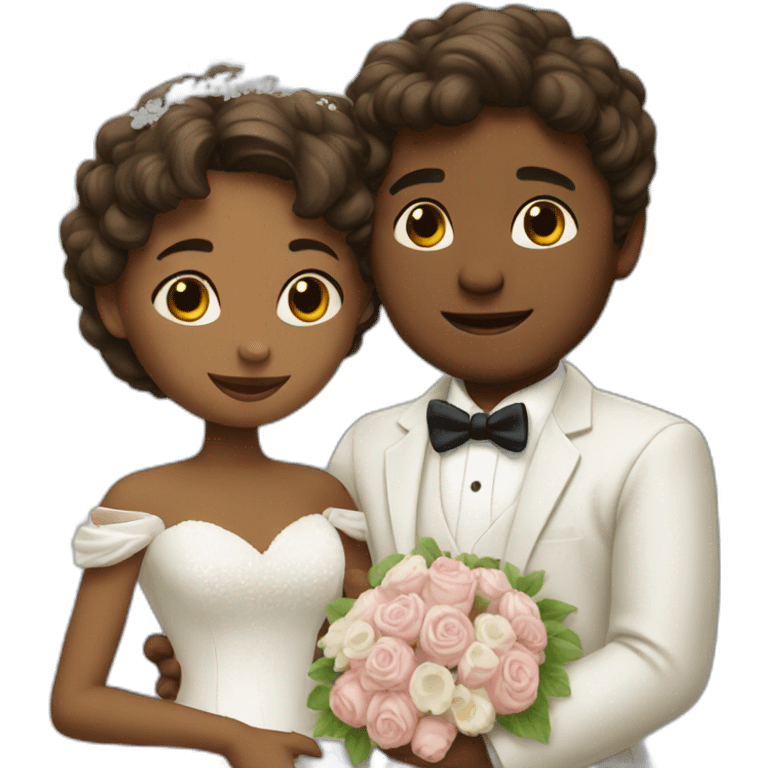 Boy and girl hugging in marriage dress emoji