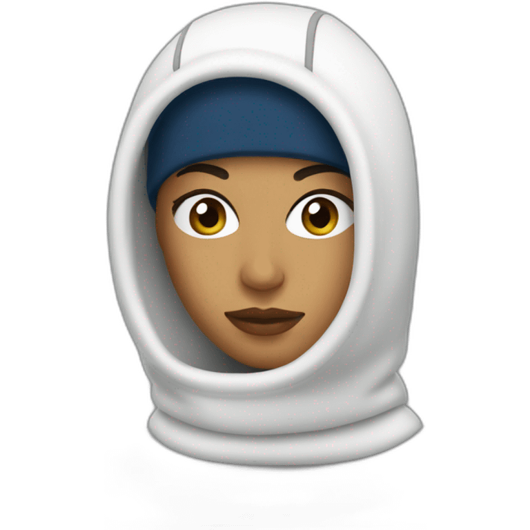 Latin woman using Lacoste balaclava emoji