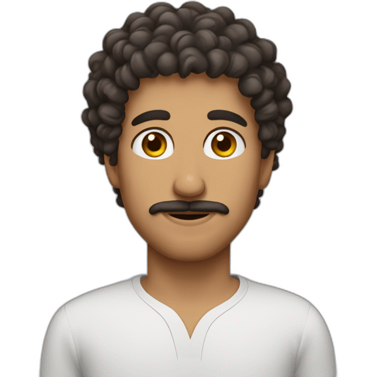 Arabic guy curly hair square jaw mustache emoji