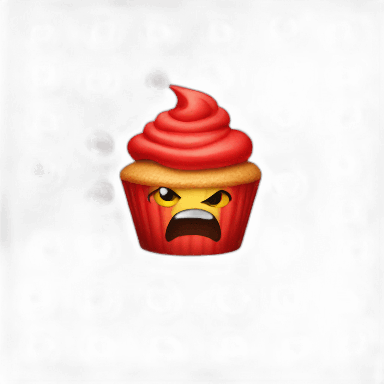 Angry red cupcake emoji