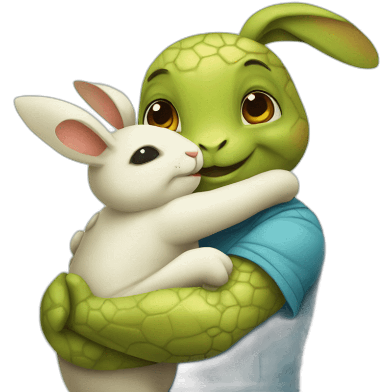 turtle hugging a bunny emoji