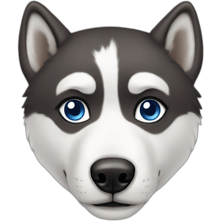 A Husky with one bleu eye and brown emoji