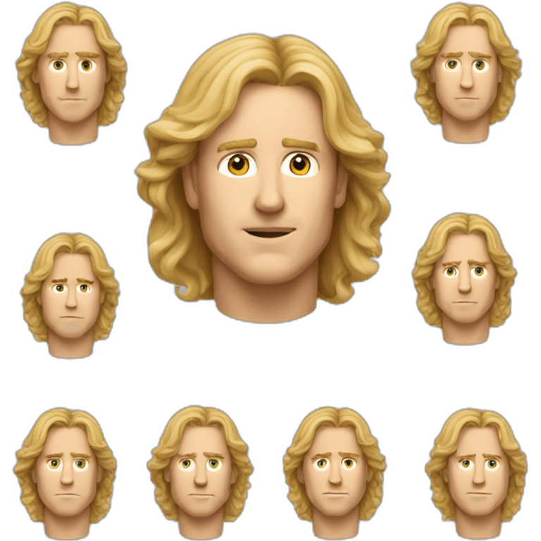 will ferrel realistic face with long blonde straight hair emoji