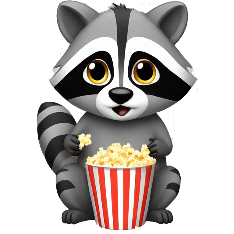 Raccoon eating popcorn emoji