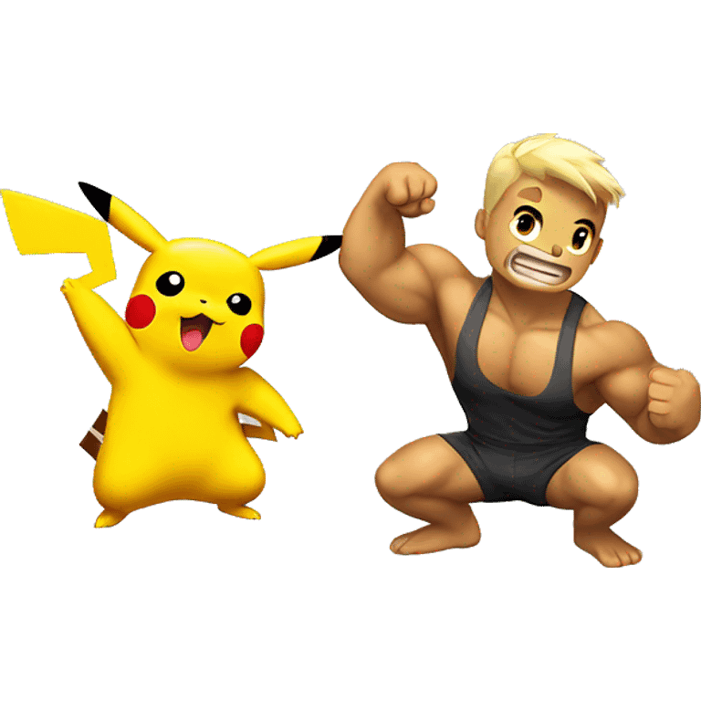 Pikachu cheering a bodybuilder in training  emoji