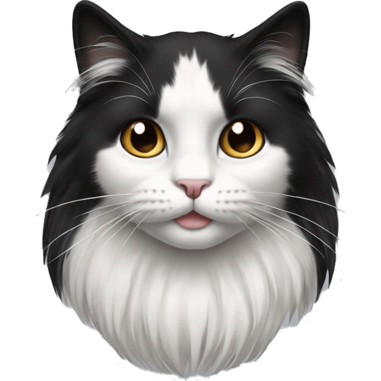 half black and half white long hair cat emoji