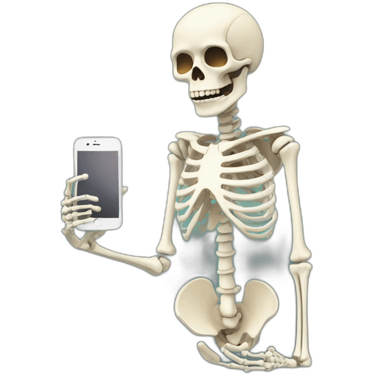 skeleton having i phone emoji