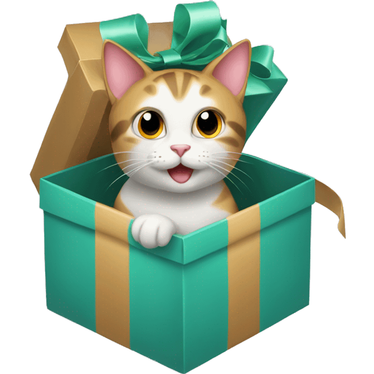 Cat inside a present box emoji