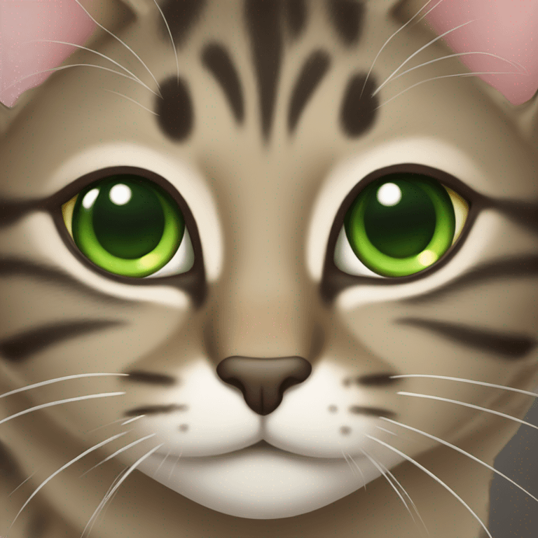 Tabby cat with green eyes emoji