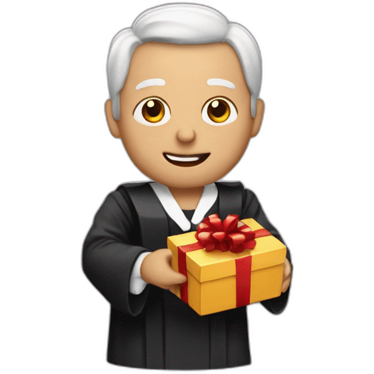 a judge holding a present emoji