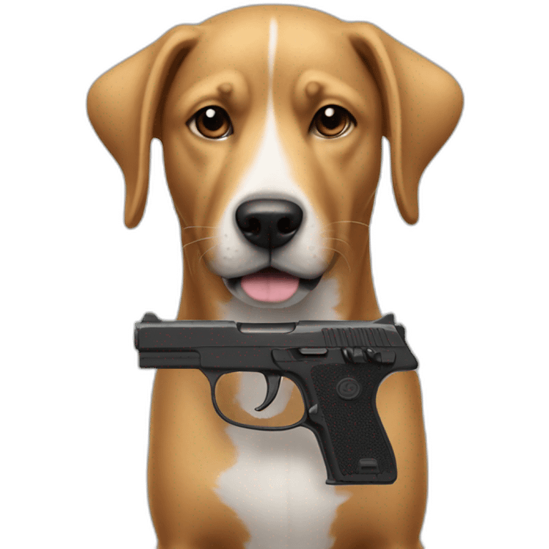 Dog have a black plastic gun emoji