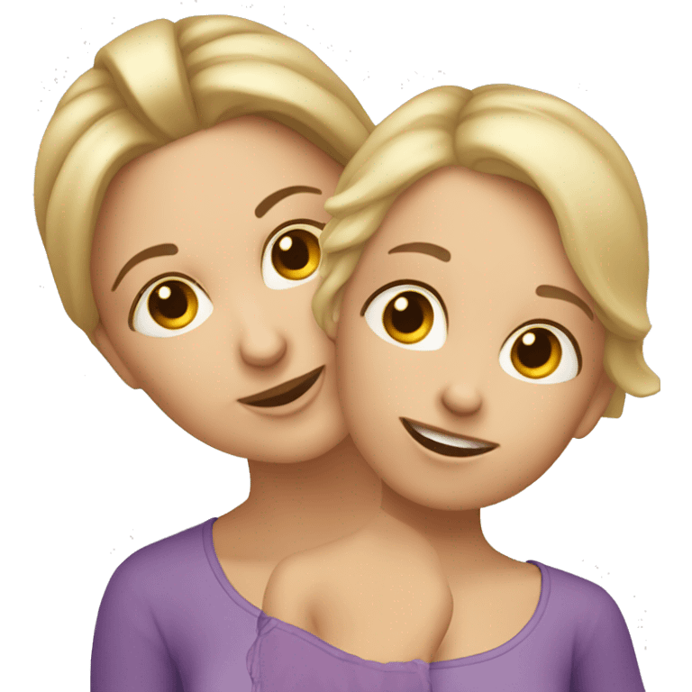 Caucasian mother and daughter emoji