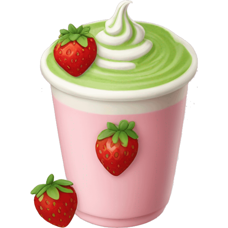 Strawberry matcha latte emoji