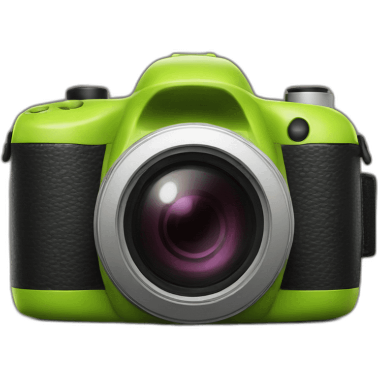 Camera with shrek + flash emoji