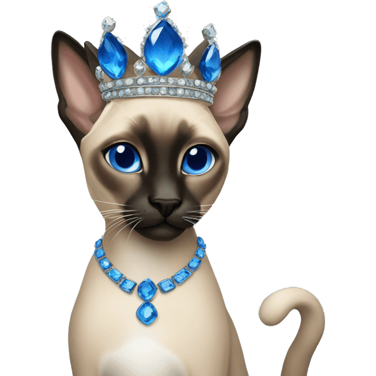 Queen Siamese with blue gems emoji