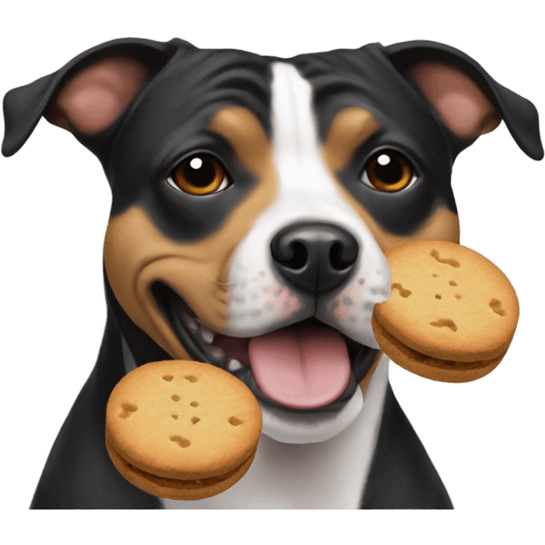 Staffie with a biscuit emoji