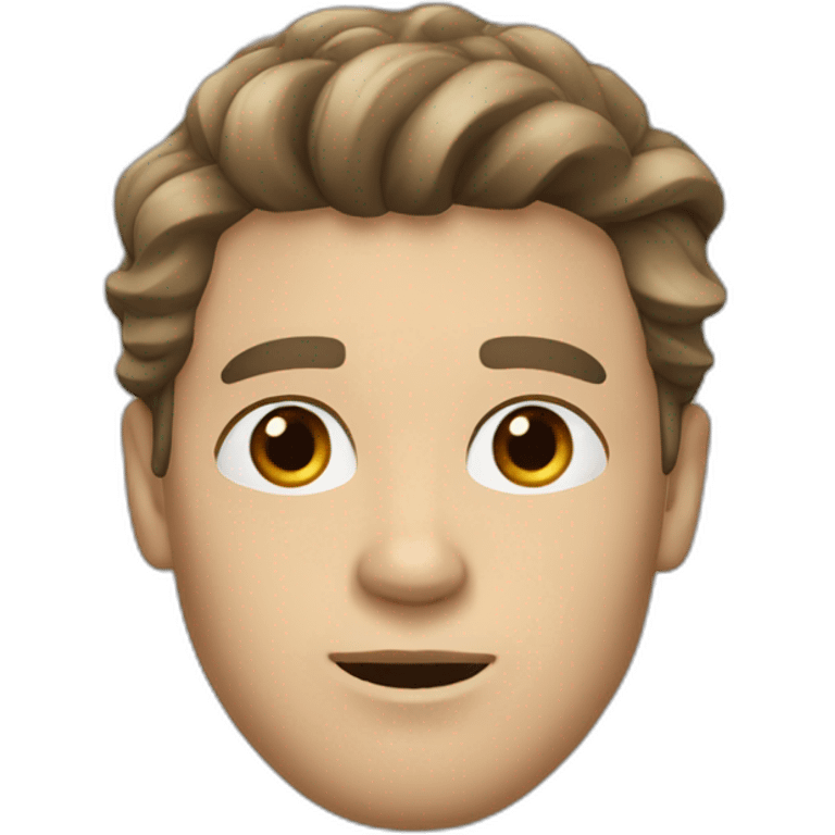 White American man with dark brown wavy hair, brown eyes, bigger nose, sharp jawline emoji