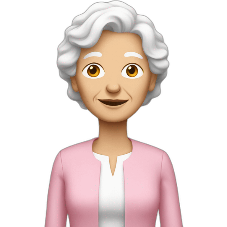 white old woman in pink monochrome outfit emoji