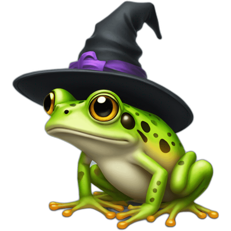 frog wearing witch hat emoji