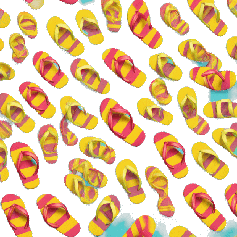 Realistic pair of striped summer flip flops isolated. emoji