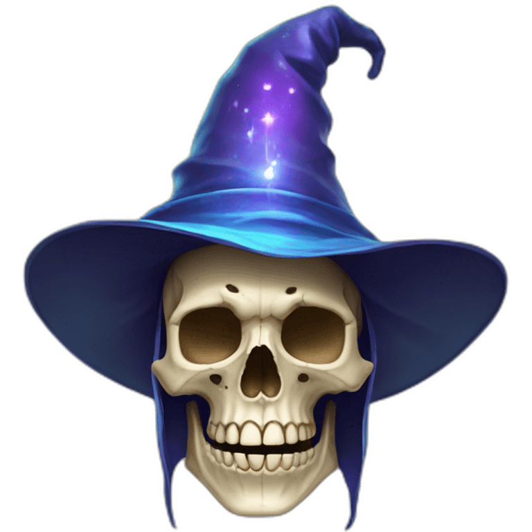 Human skull with a wizard hat emoji