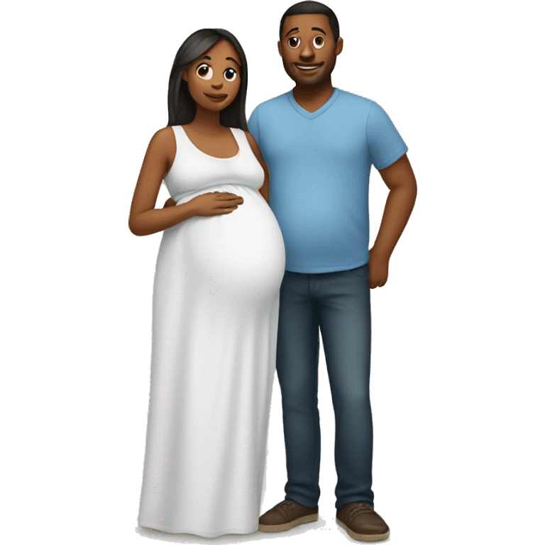 A pregnant woman with her husband  emoji