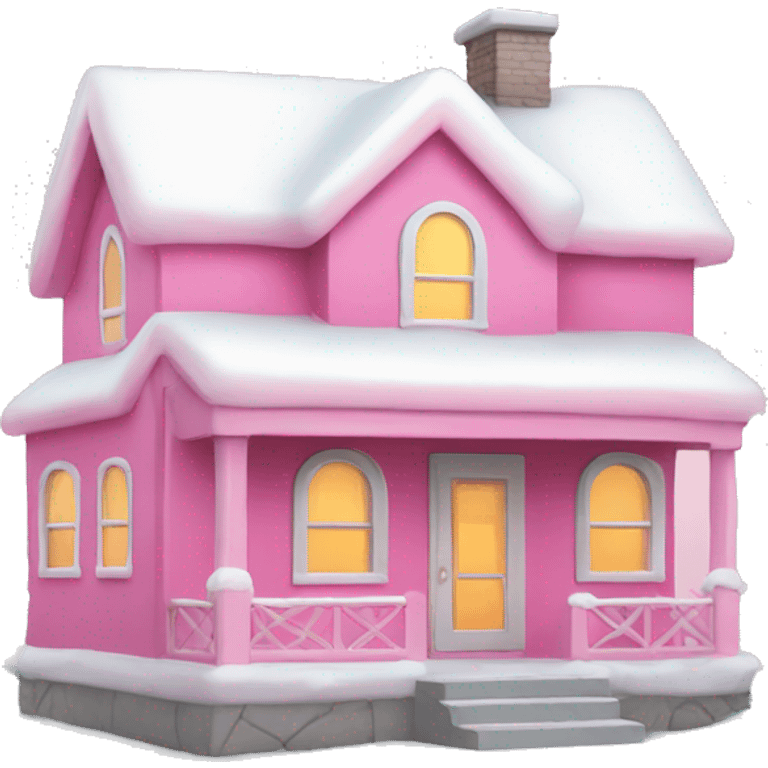 Cute Christmas pink house emoji