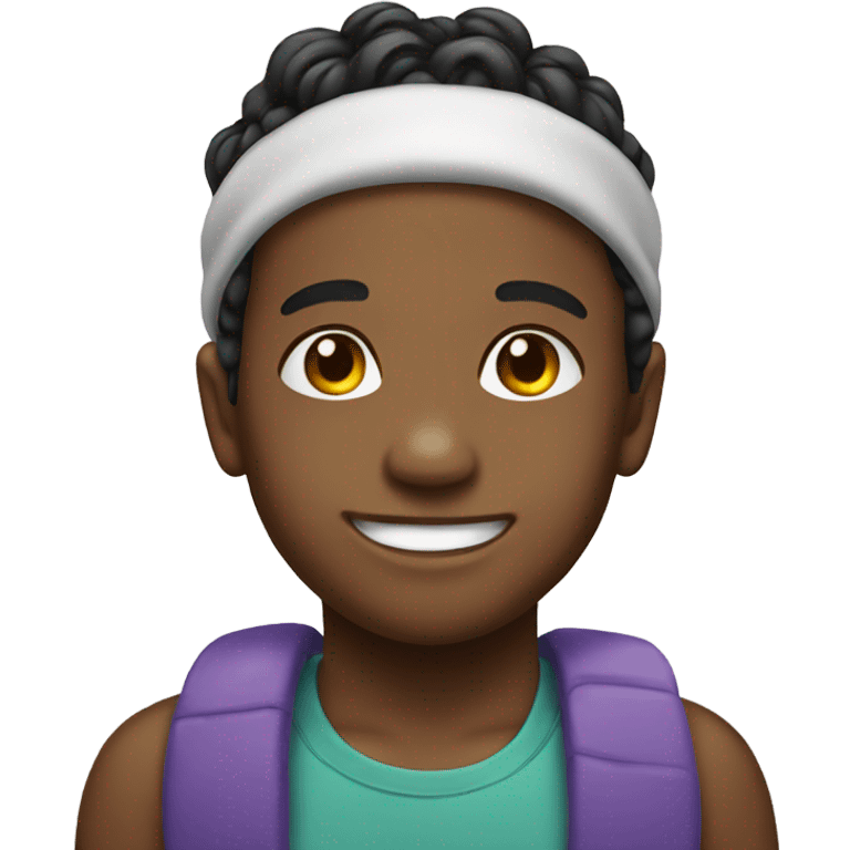 smiling boy with hairband portrait emoji