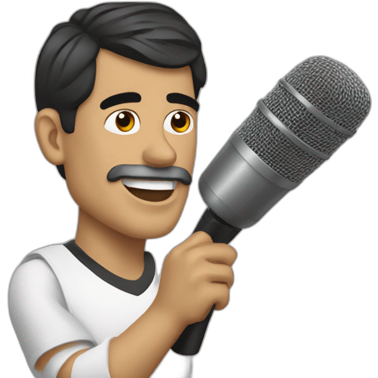 Pedro Sanchez holding a microphone emoji