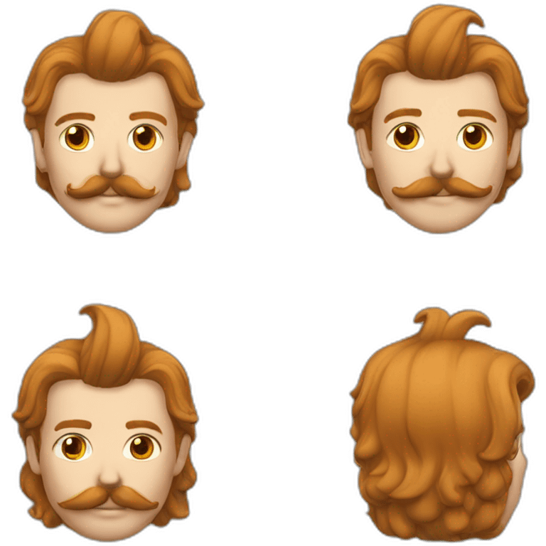 Homme blanc roux mulet moustache emoji