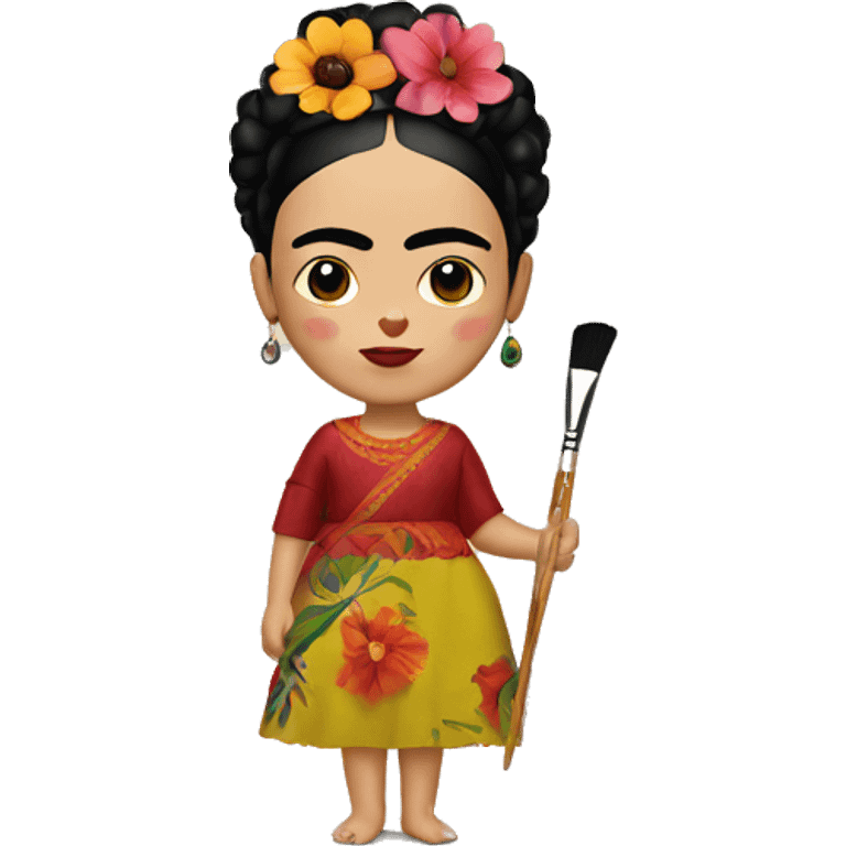 body frida kahlo kid with paintbrush emoji