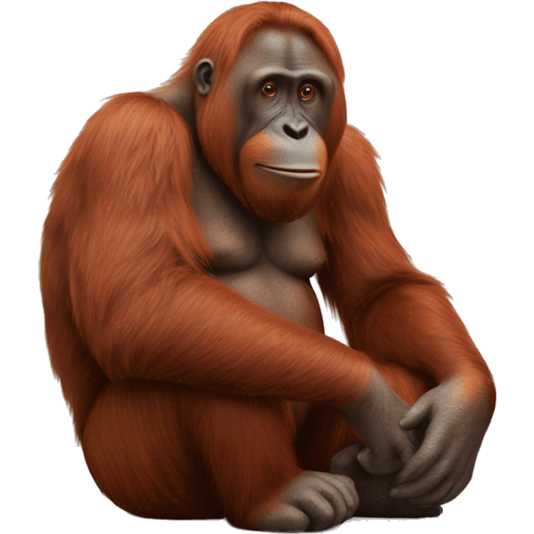 Male orangutan sitting down looking chunky  emoji