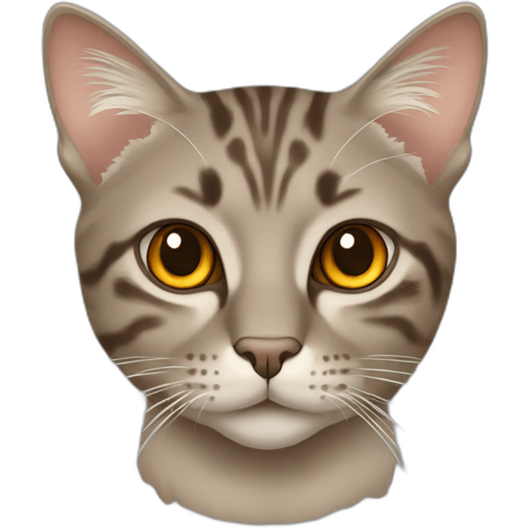 Tabby grayish brown cat with beige mouth and dark nose and orange golden eyes emoji