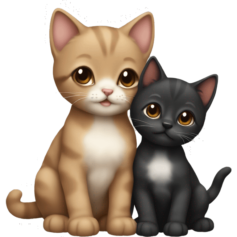 Cute Kitten best friends black and brown  emoji