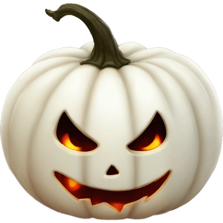 Halloween white pumpkin, red glow, evil emoji