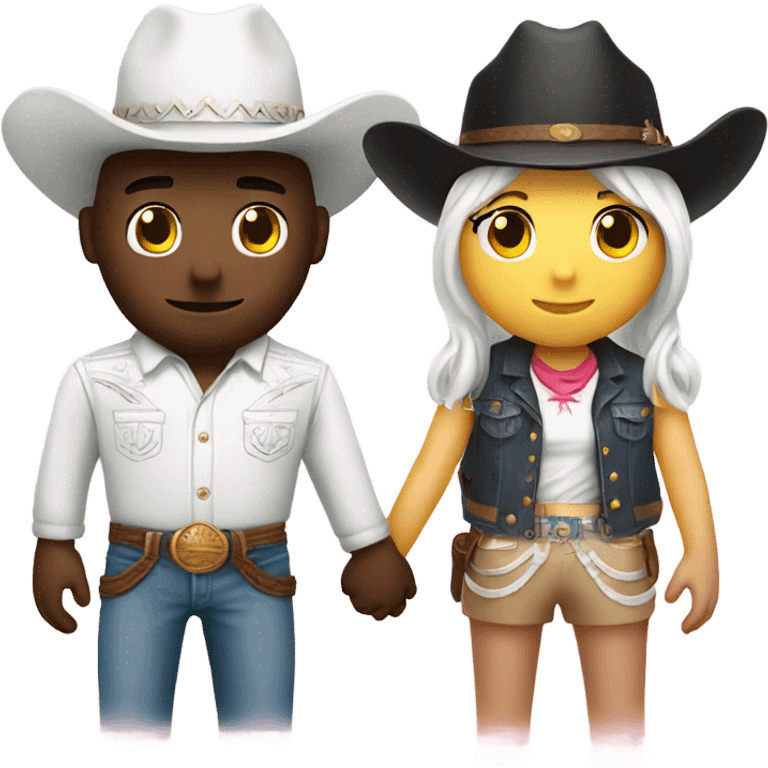 White Cowboy and white hello kitty holding hands  emoji