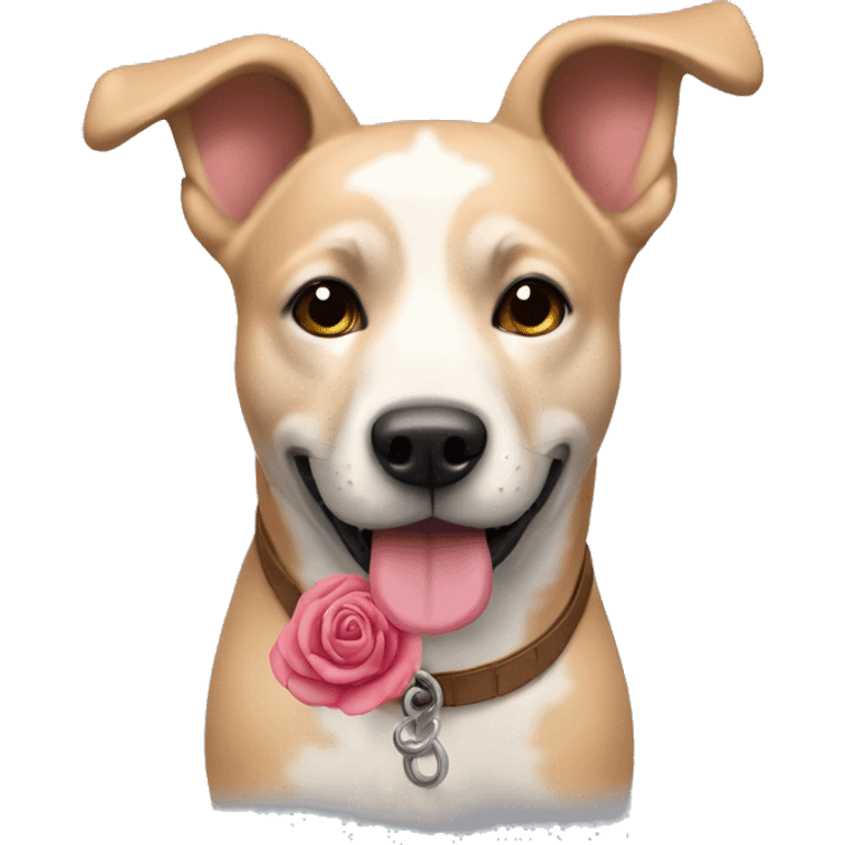 Perro con una rosa en la boca emoji