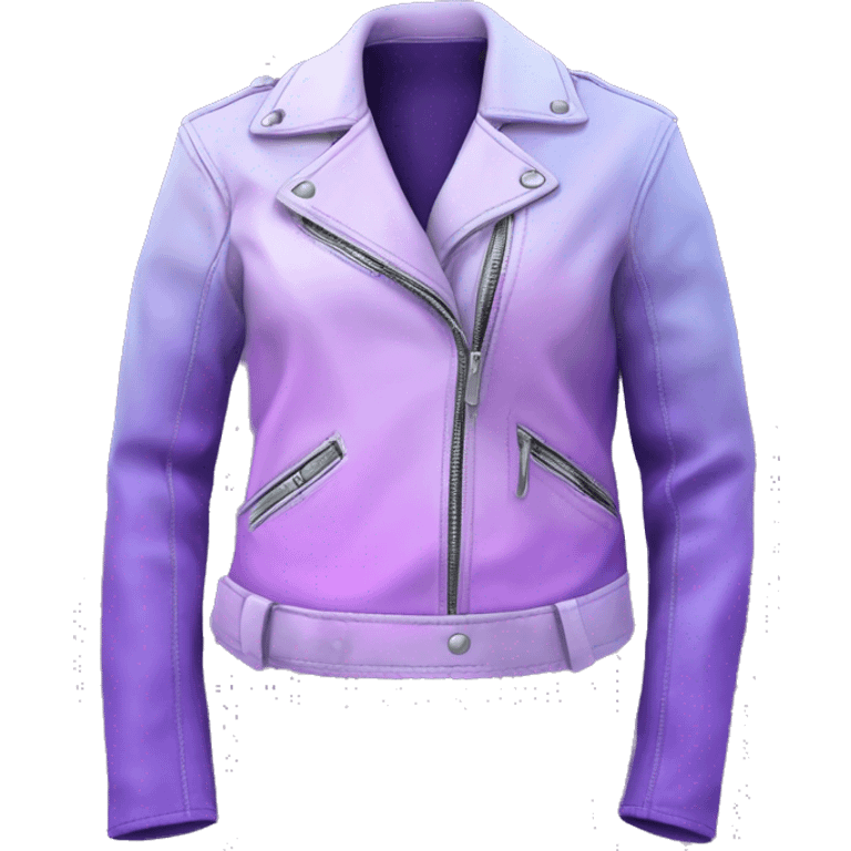 Realistic isolated side view of an open lavender to pastel purple ombre fashion leather jacket emoji