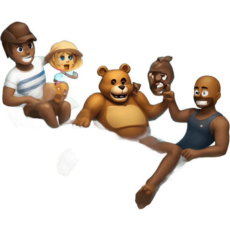 Freddy fazbear and Andrew Tate in a pool emoji